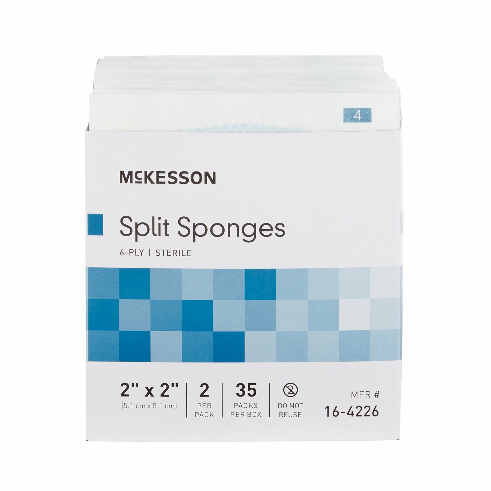 McKesson 6-Ply I.V. Drain Split Sponges Gauze Dressing Sterile 2 X 2" 70 Ct