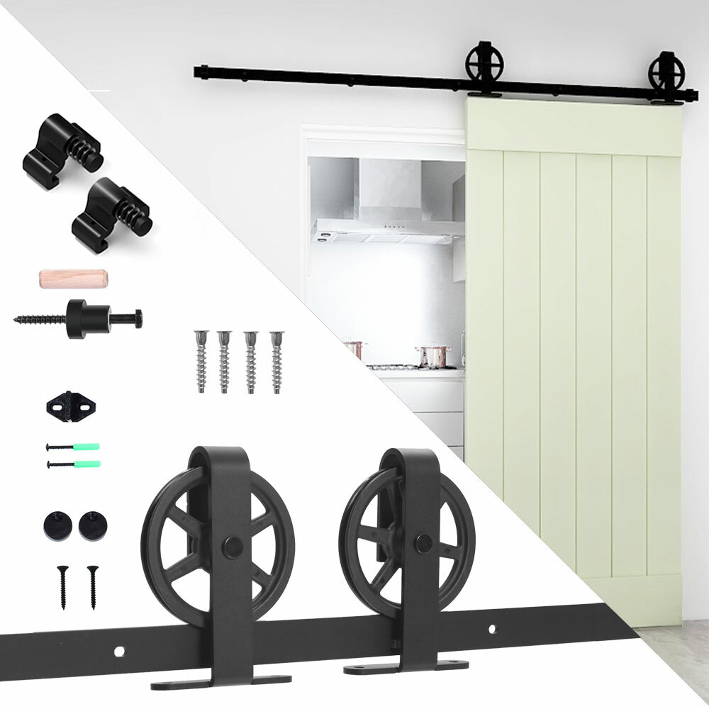 CCJH4-20FT Big Spoke Wheel Sliding Barn Door Hardware Kit For Single/Double Door