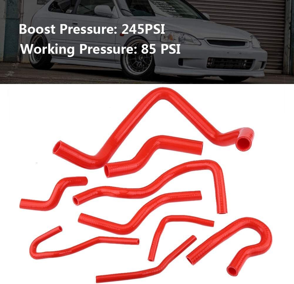 Red Silicone Radiator Hose Kit For Honda Civic 1.6L SOHC D15 D16 EG EK 1992-2000