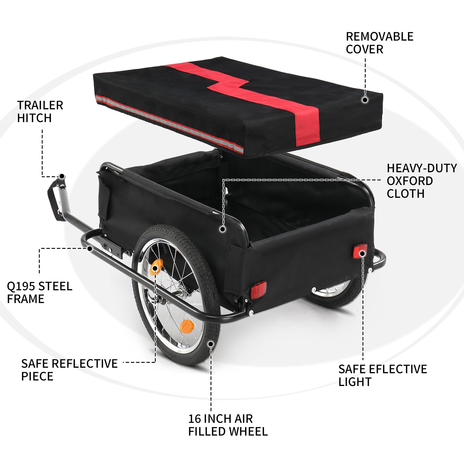 Foldable Bike Cargo Trailer Bicycle Carrier Luggage Storage Cart Cover