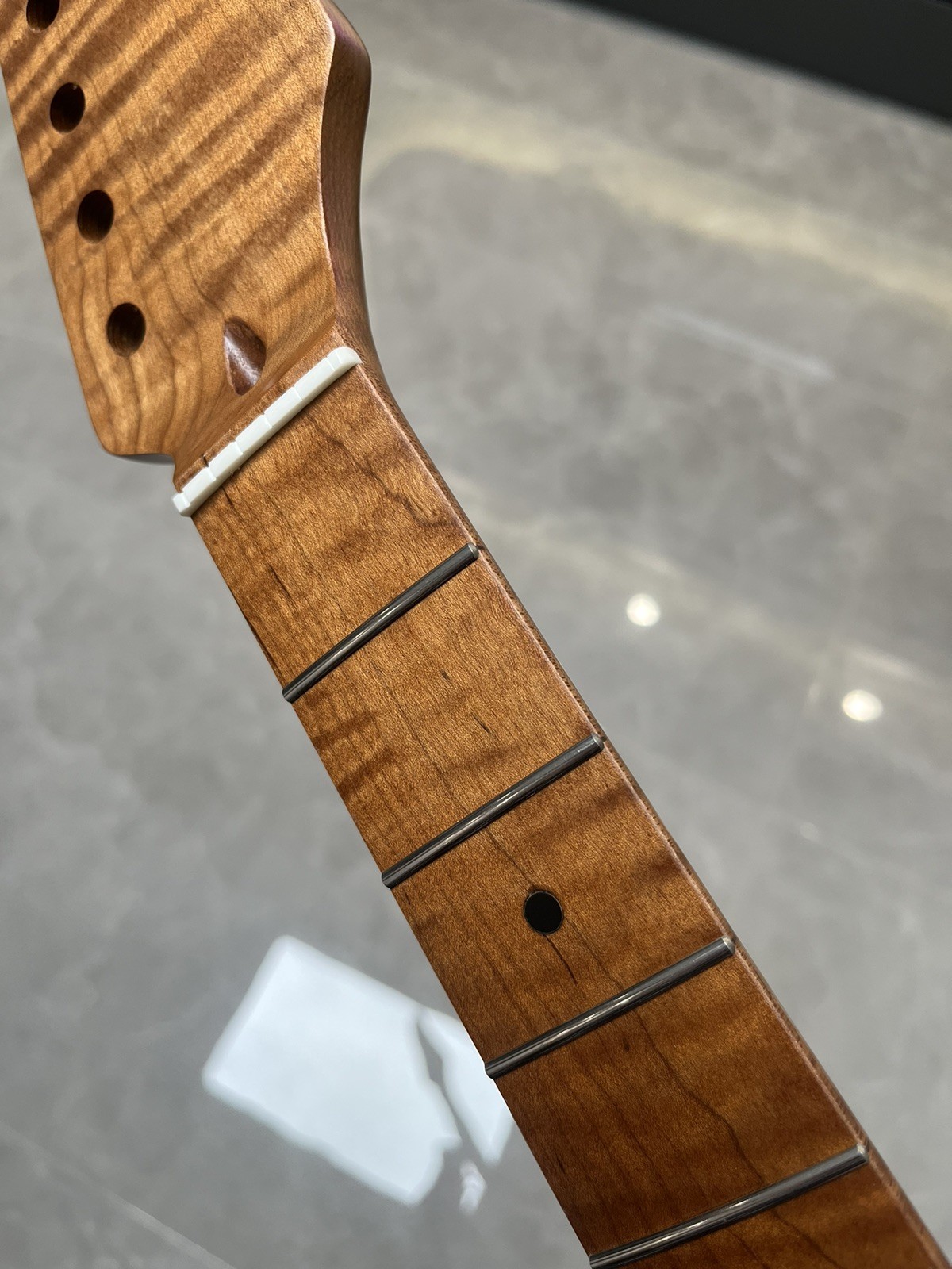 New Stainless 22Frets DIY Roasted Flame maple Electric guitar neck shur