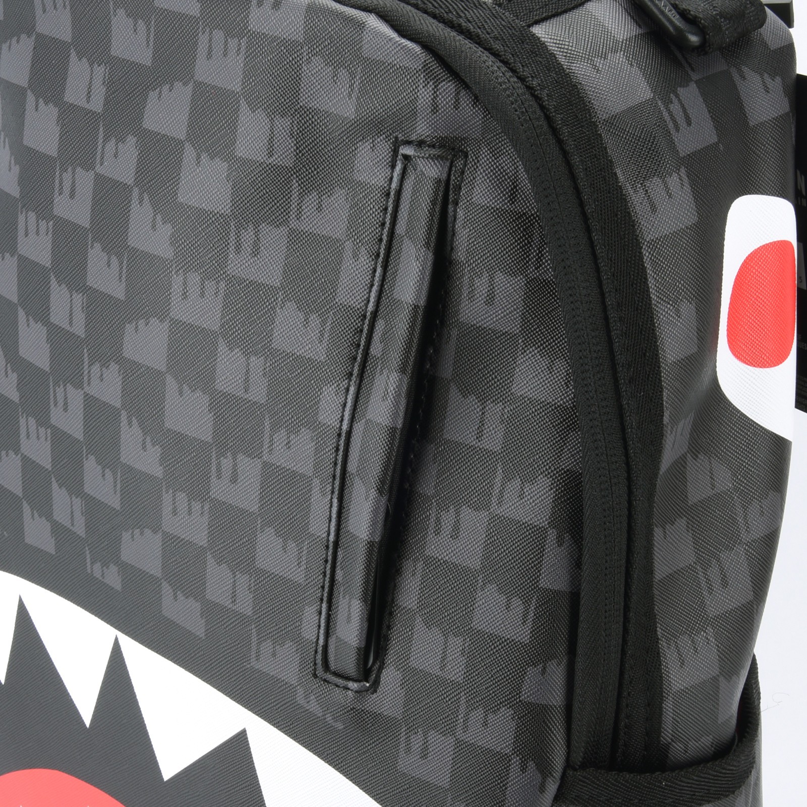 Sprayground Shark Drip Checkerboard Leather Bag Backpack Unisex Black Gray Plaid