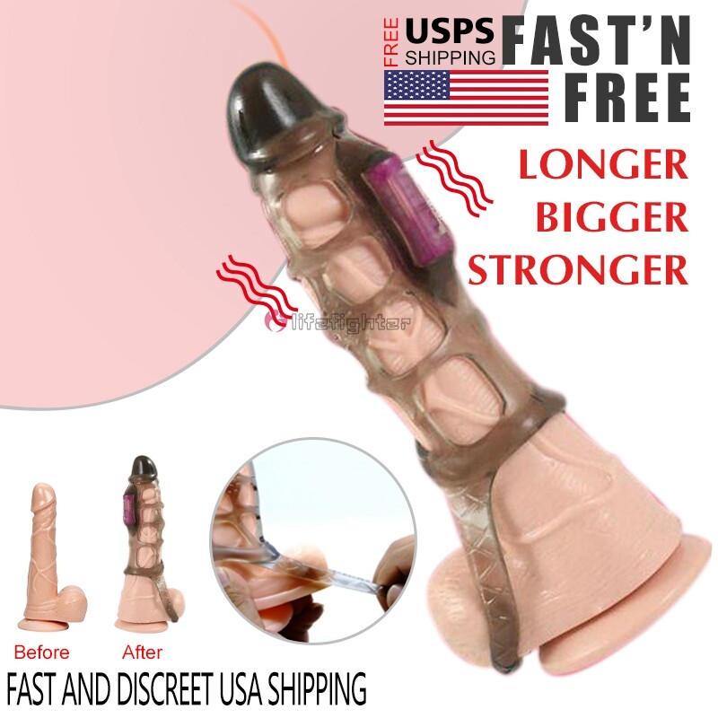 Vibrating Cock Penis Ring Sleeve Condom for Couple Men Vibrator Sex Toy Enhancer