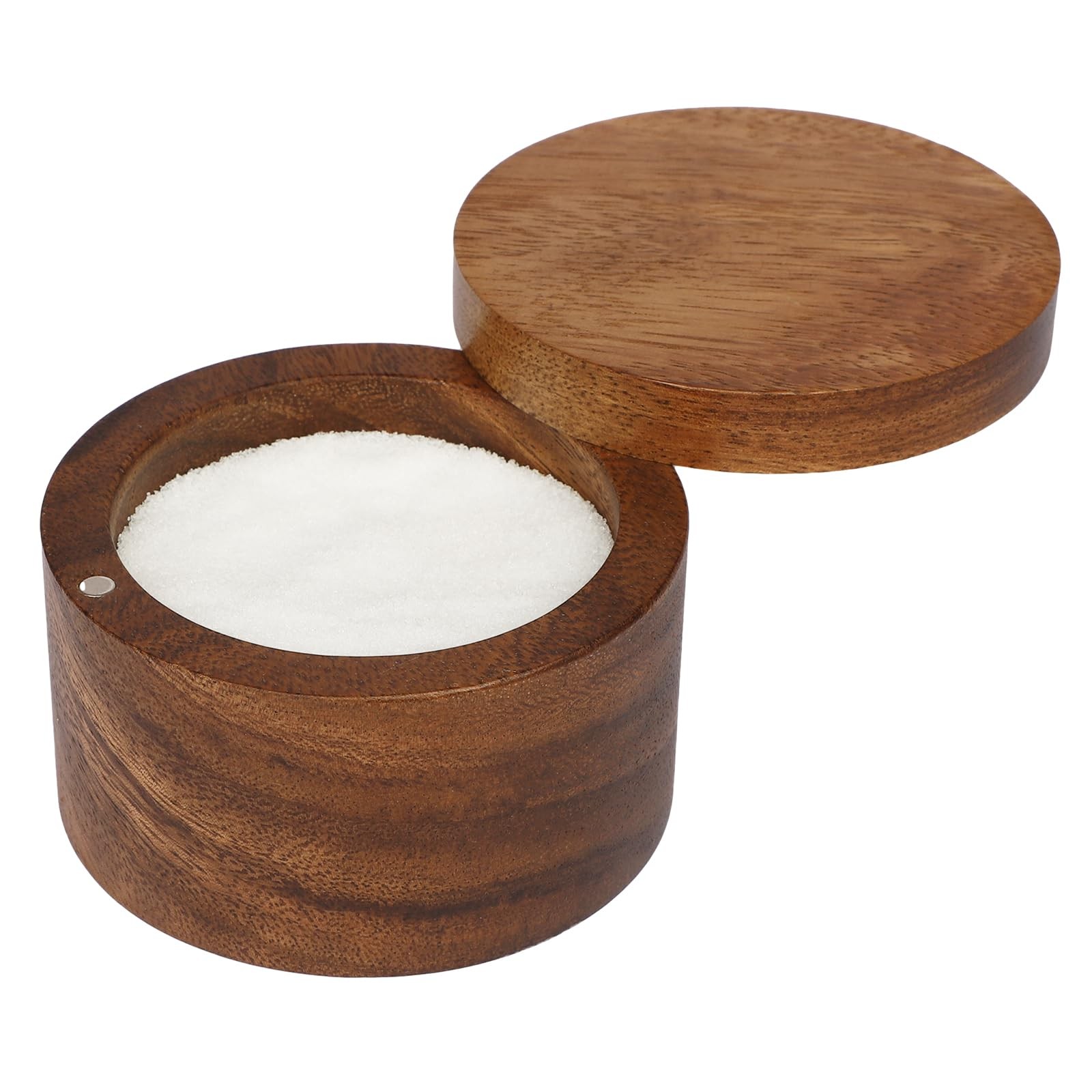 Acacia Wood Salt Cellar set Kitchen Spice Bowl with Lid Natural
