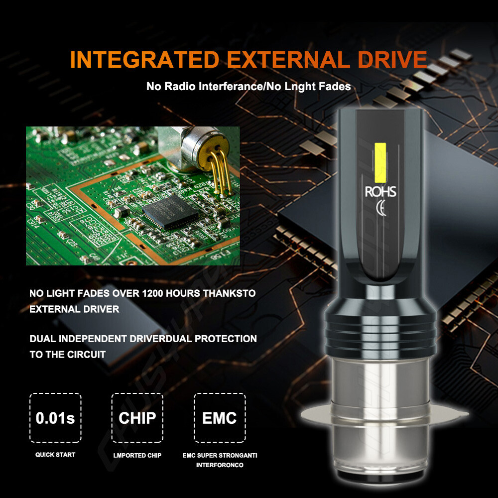 For Yamaha YFZ450 YFZ 450 2004-2017 2018 2pcs H6 LED Headlight 6000K White Bulbs