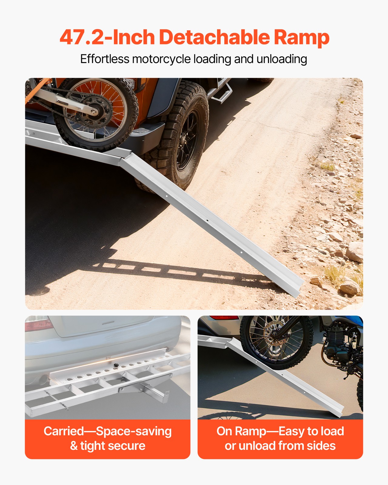 VEVOR Motorcycle Carrier Scooter Dirt Bike Hitch Mount 400 lbs Rack Ramp Hauler