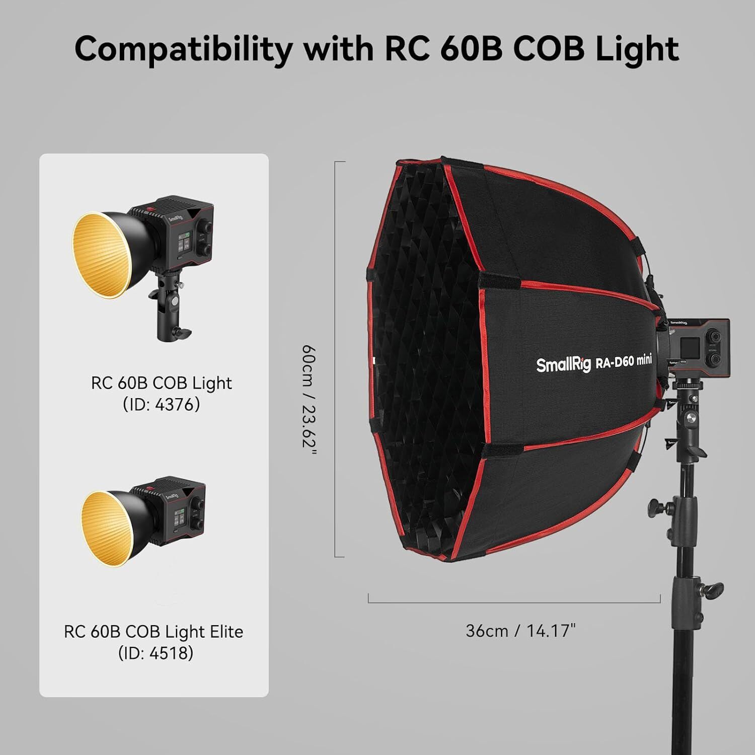 SmallRig RA-D60 Parabolic Softbox, 23.6"Quick Release Softbox for Photography