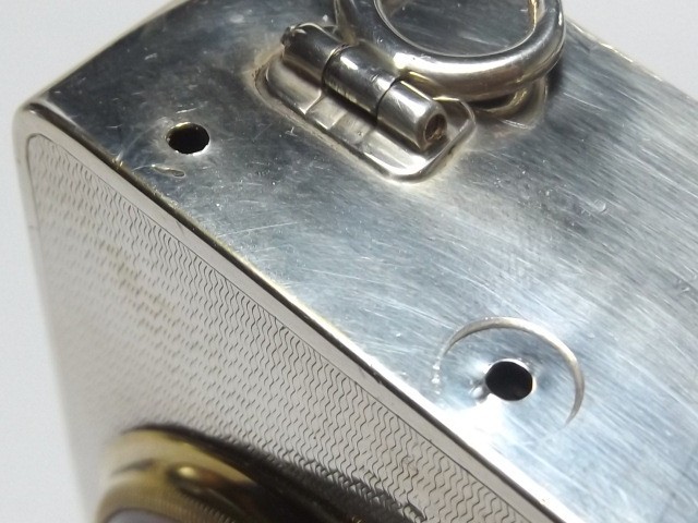 ANTIQUE HARROD'S STERLING SILVER CLOCK, BEDSIDE/ DESK CLOCK BIRMINGHAM 1925