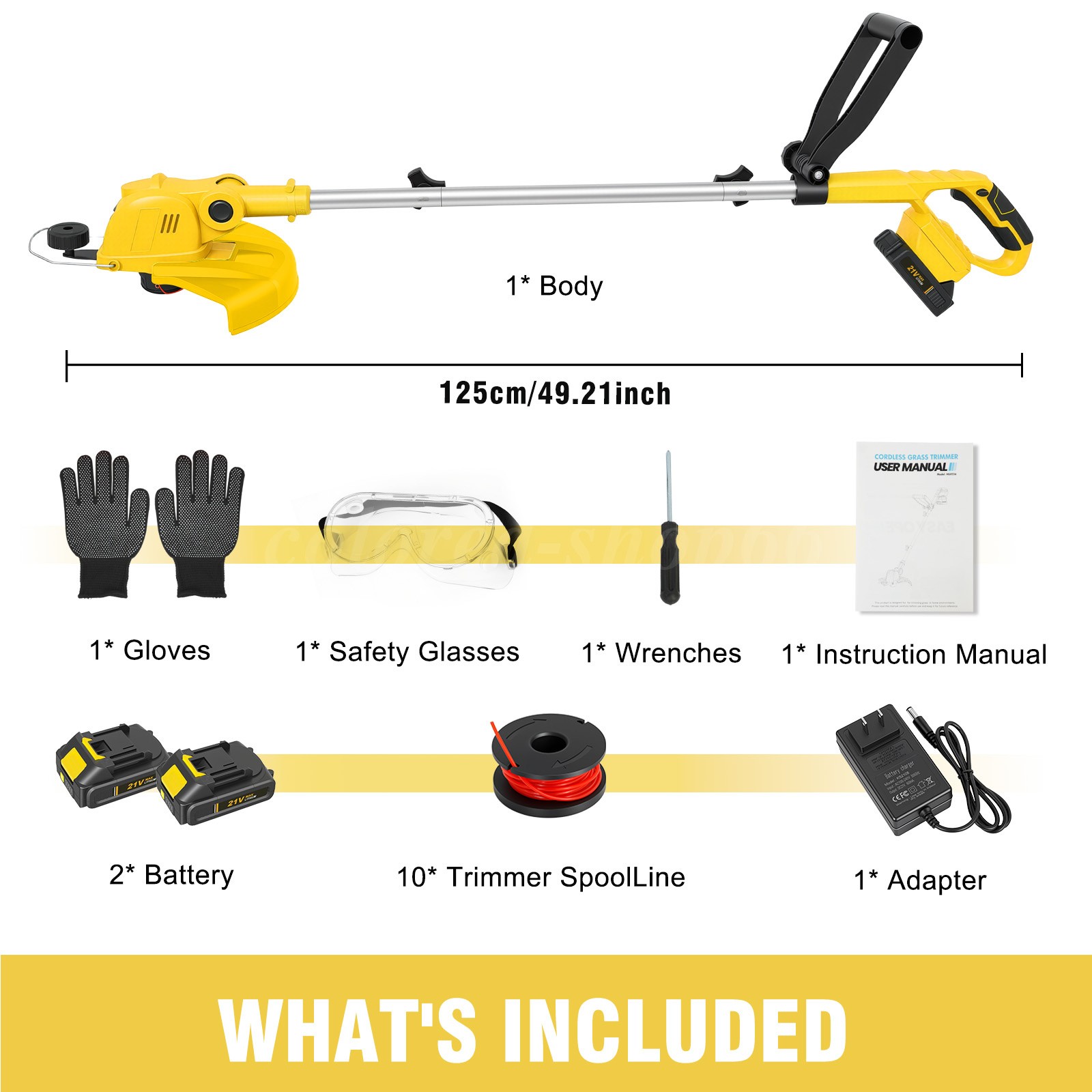 2-IN-1 Electric Cordless Grass String Trimmer Lawn Edger Weed Wacker Cutter USA