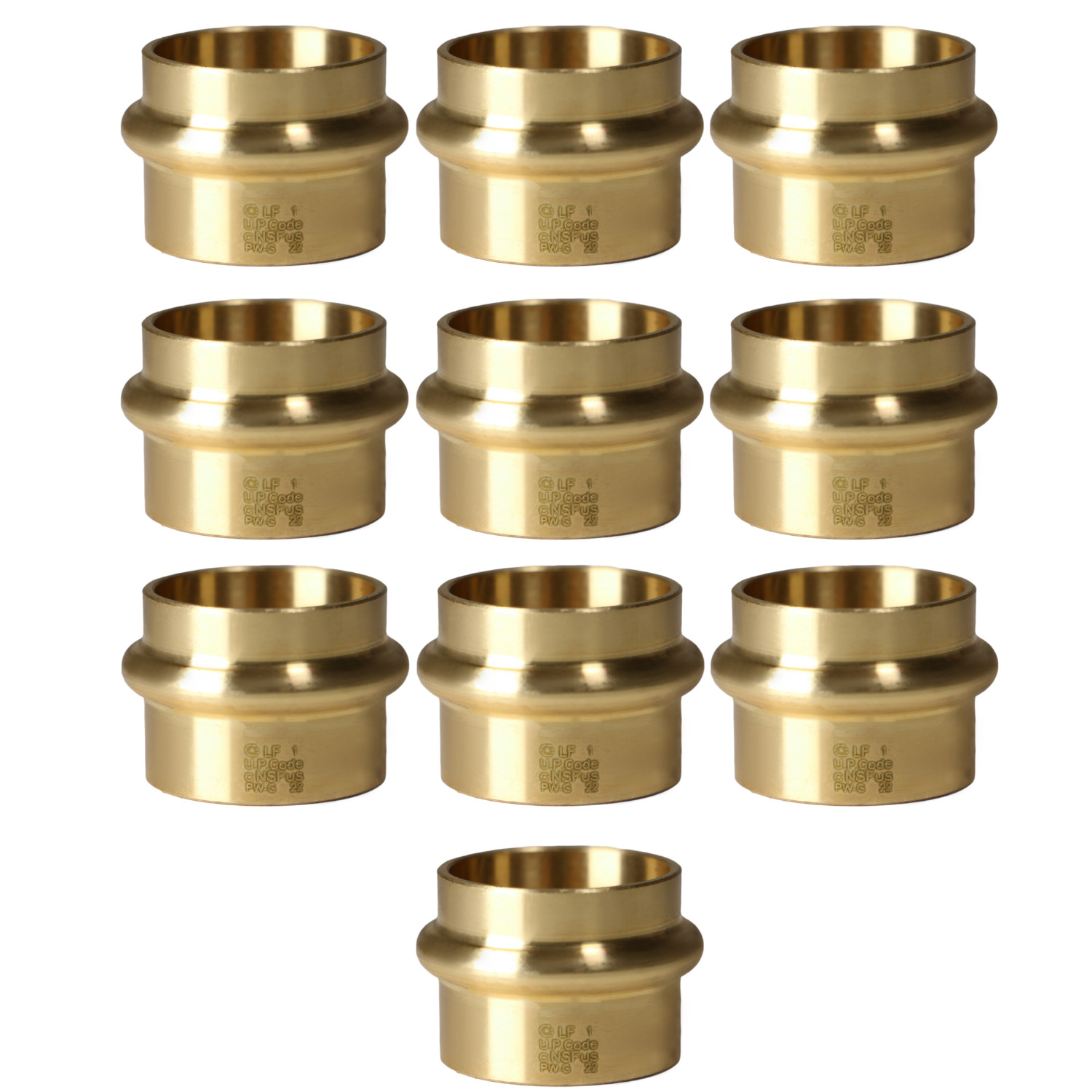 10 Pack XFITTING 1" Press Plug, Lead Free Brass, ProPress