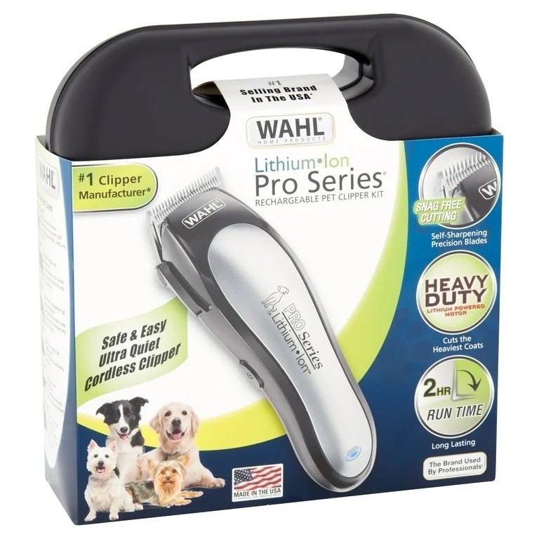 Wahl USA Lithium Ion Pro Cordless Dog Grooming Kit, Rechargeable, Black, 9766