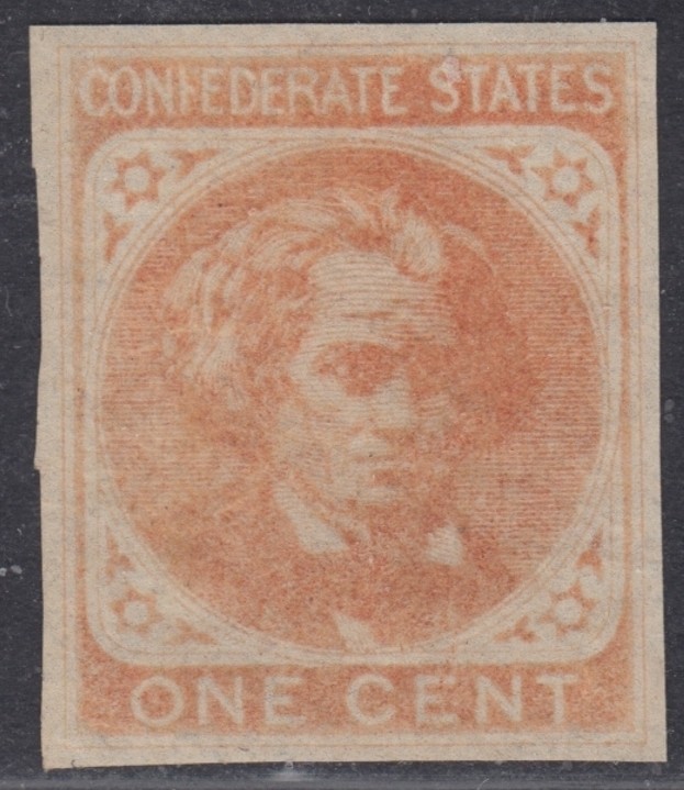 USA Scott #CSA14 1ct Confederate Mint OG Never Hinged XF four margin CV $95