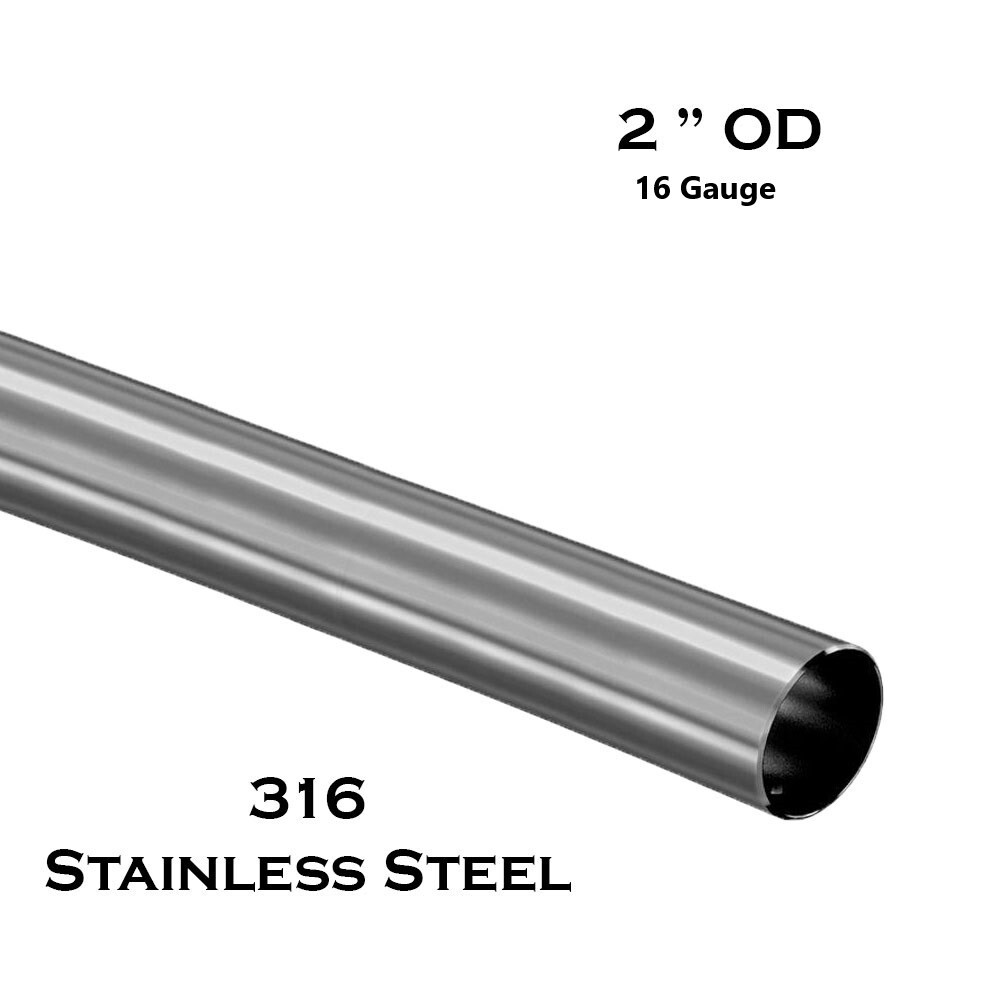 Custom Cut 2'' OD Stainless Steel Tubing | 316 Grade | 14 Gauge | Brushed Finish