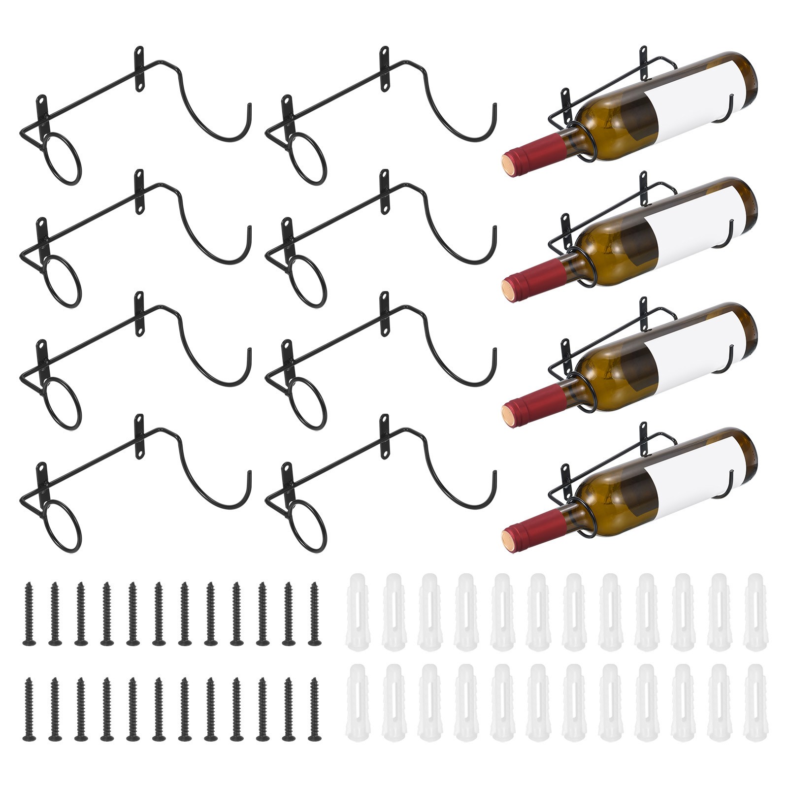 12Pcs Spiral Wine Wall Holder For Home Kitchen Bar Wall Decor Black Right