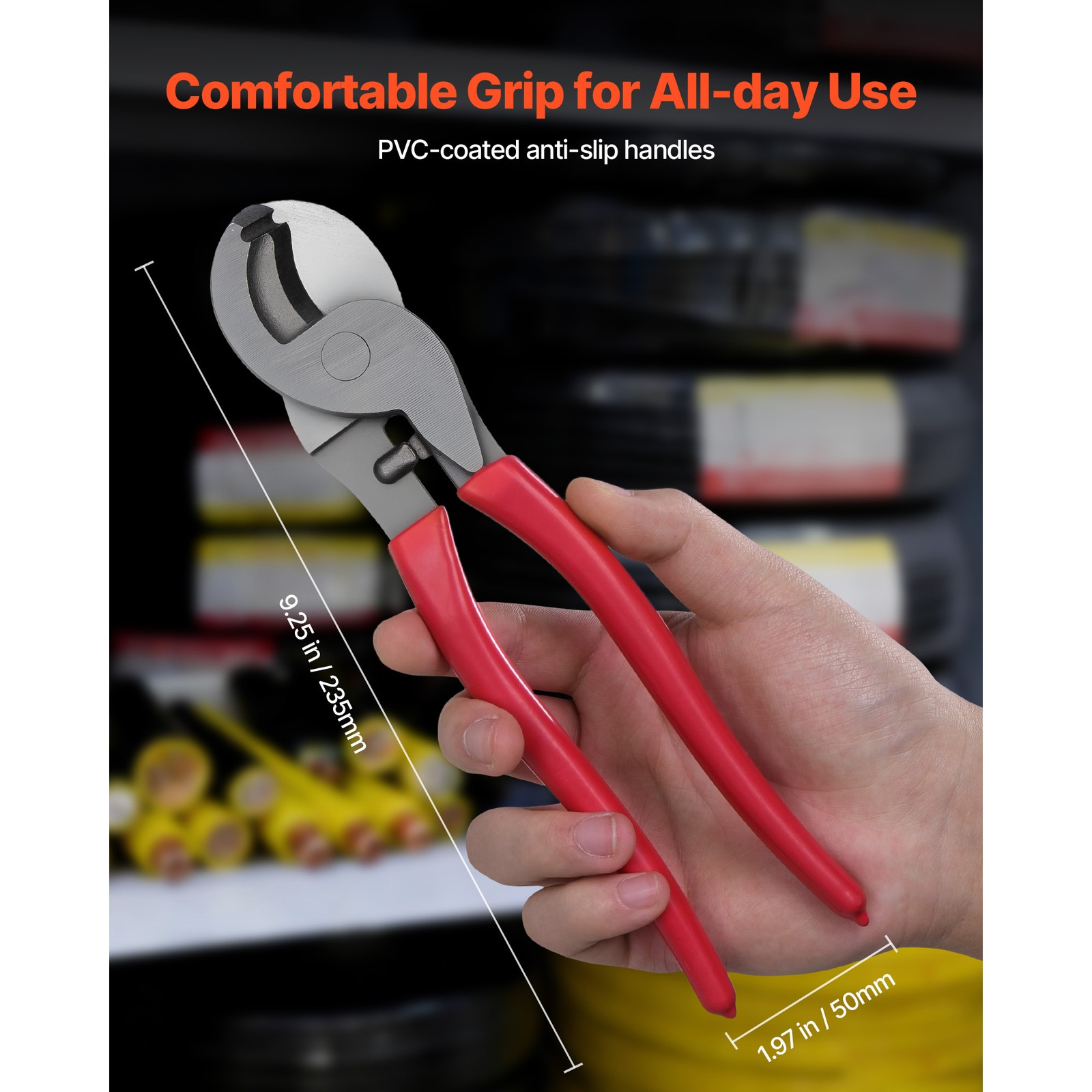 Uimoso High Leverage Cable Cutter 235 mm for Aluminum and Copper Wires