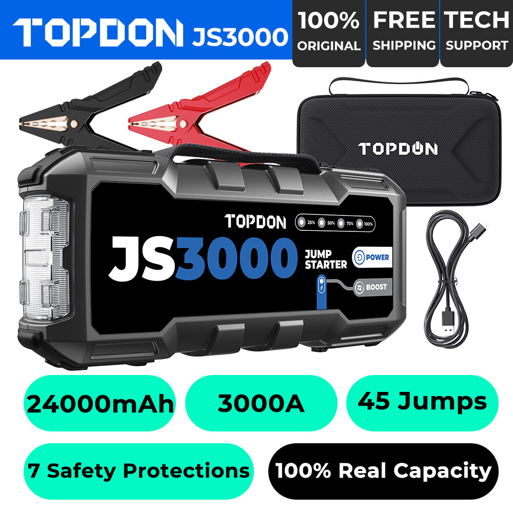 TOPDON JS3000 3000A Jump Starter For Cars And Battery Charger Booster Power Bank