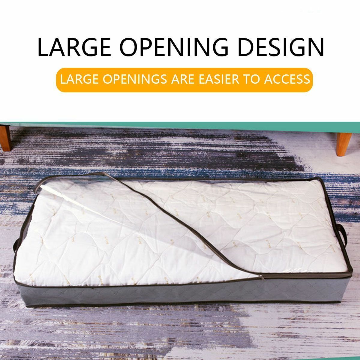 2 Pack Flexible Zippered Under Bed Storage Bag Large Underbed Clothes Storage US