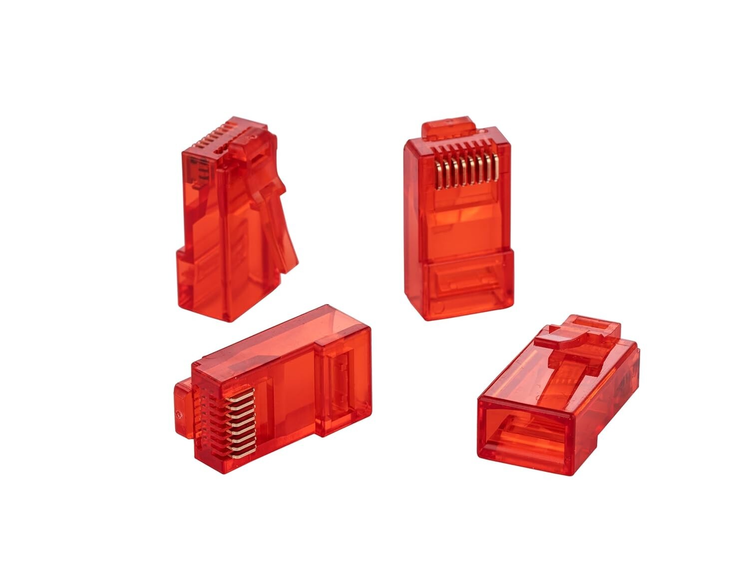 RED RJ45 EZ Modular Plug CAT6 UTP Network Cable End Pass -Thru Connector Lot