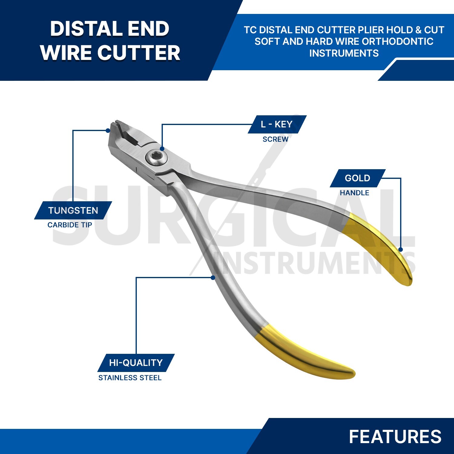 12 T/C Distal End Cutter Cut & Hold Plier Dental Orthodontic Pliers German Grade