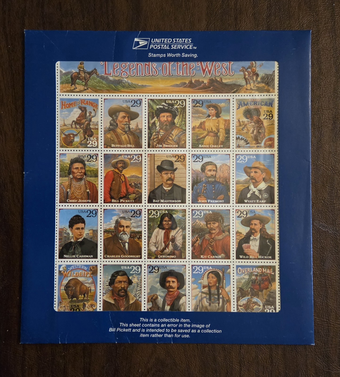 United States Sc# 2870 Legends of the West Recalled Error Sheet Mint MNH + BOOK