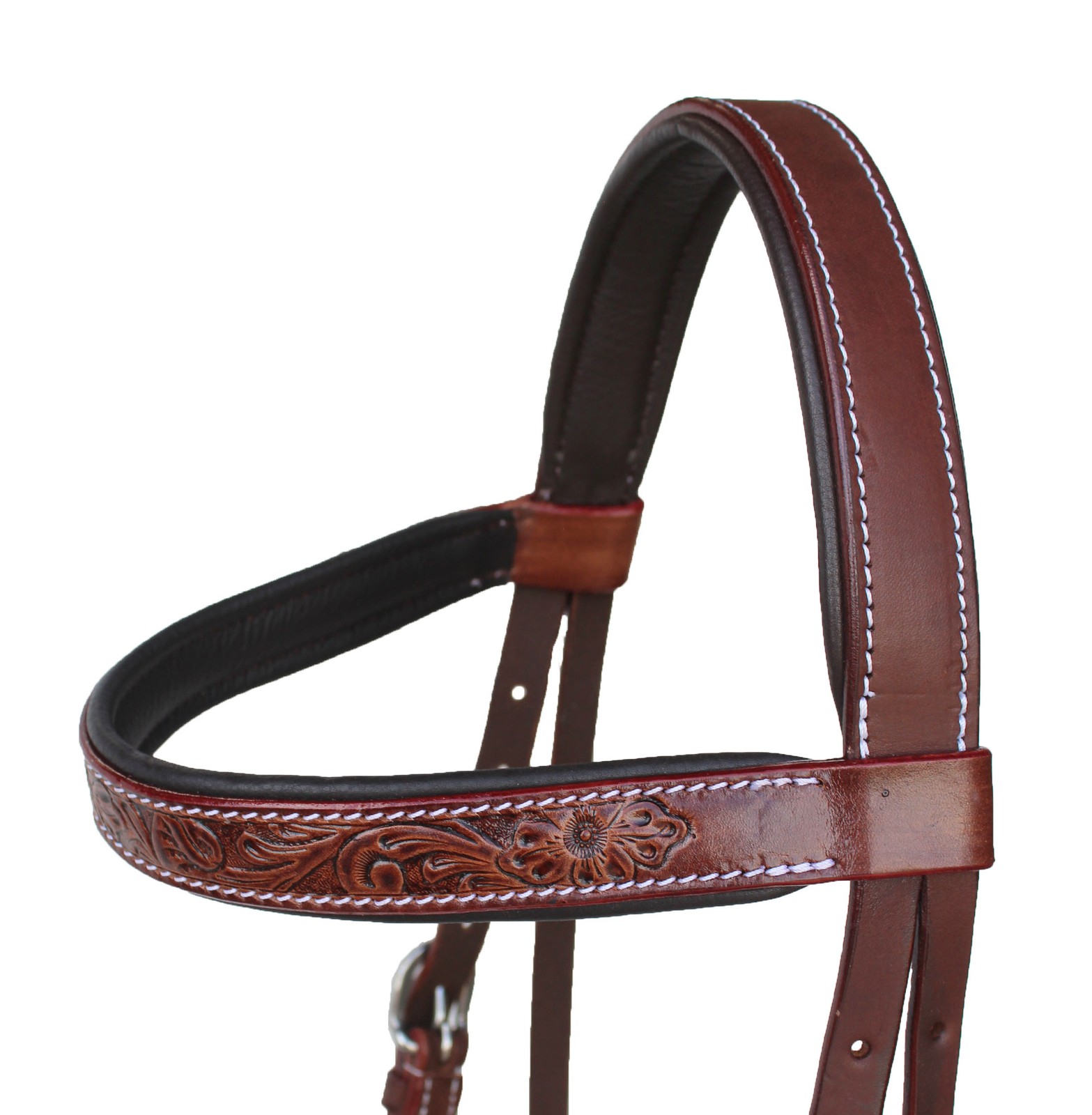 Horse Western Tan Leather Padded Bitless Training Sidepull Bridle Reins