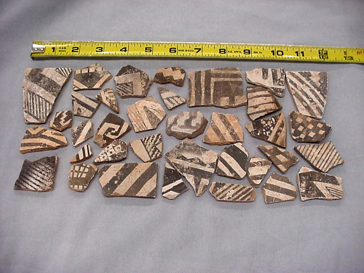 35 Black On White Anasazi Native American Pottery Shards