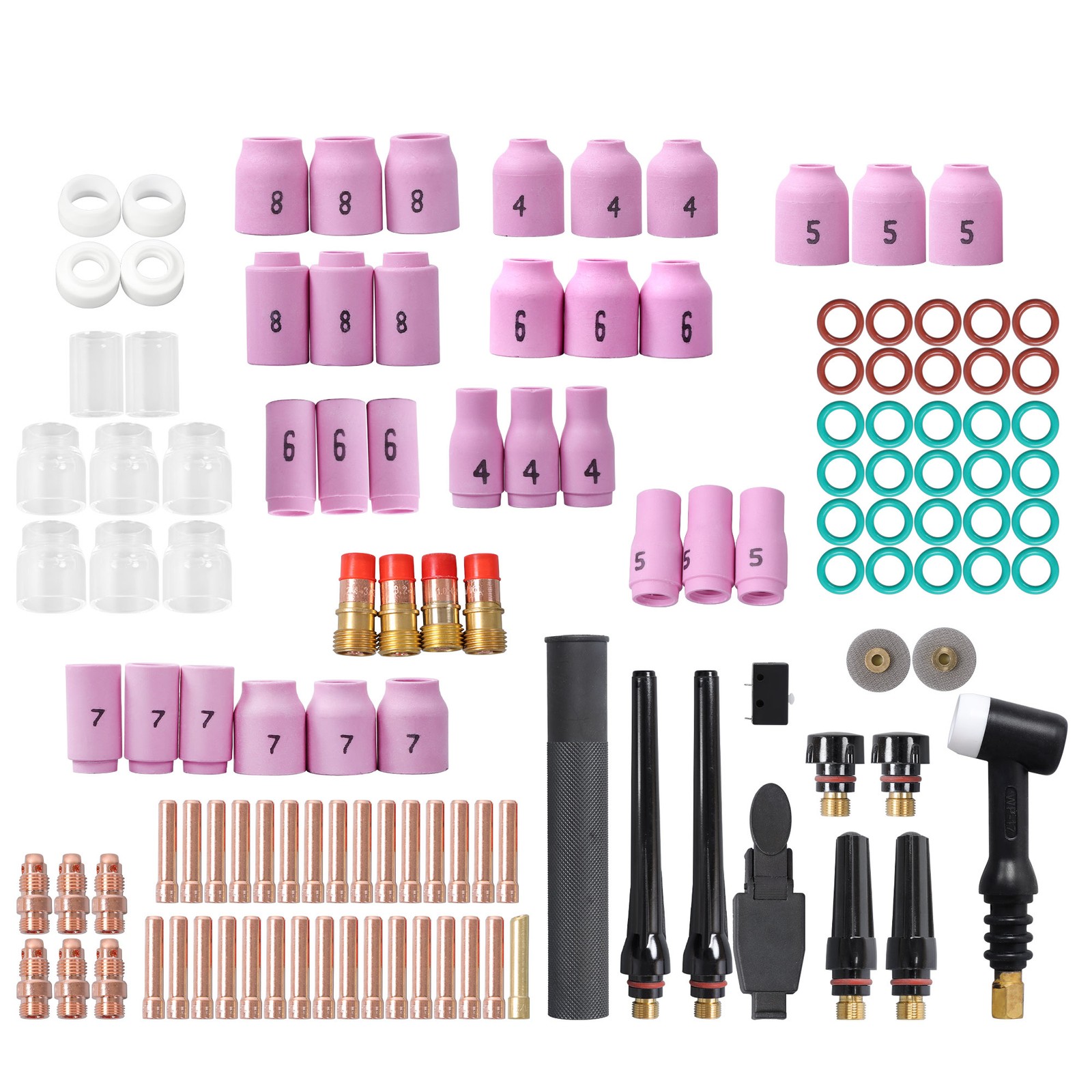 123 Pcs TIG Welding Torch Kit - Alumina Nozzle, Stubby Gas Lens for WP-17/18/26