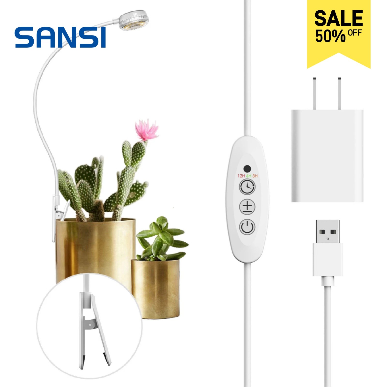 SANSI LED Grow Light Plant Growing Lamp Full Spectrum Indoor Plants with Timer