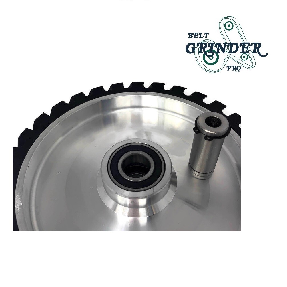 10" Belt Grinder Contact Wheel Serrated Rubber With 2 heavy Duty bearing 6205 RS