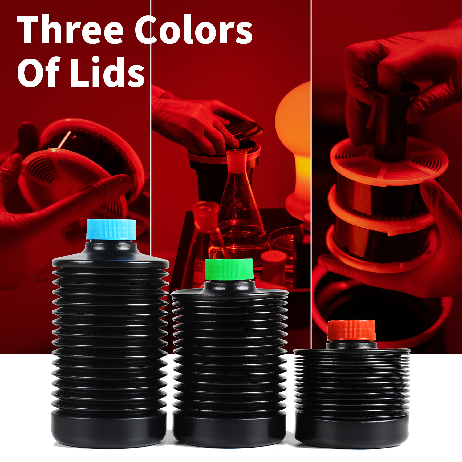 eTone 3PCS 1L Collapsible Storage Bottles For Darkroom Chemical Film Developing