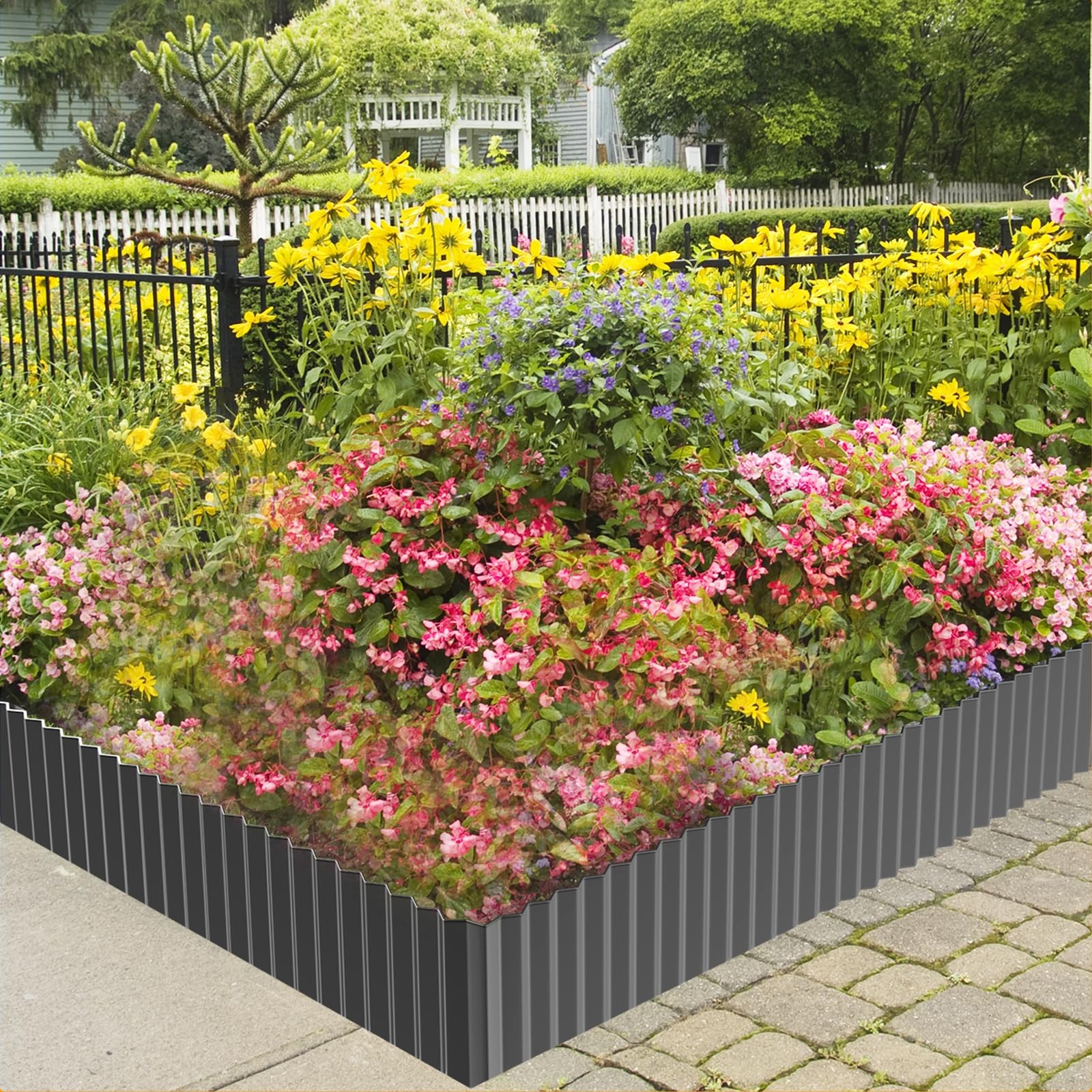 Corrugated Metal Edging for Landscaping, Sturdy Garden Edging Border for Flow...