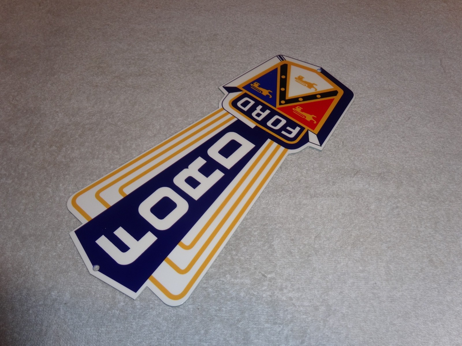 VINTAGE FORD JUBILEE DIECUT CAR & TRUCK DEALER 13" BAKED METAL GASOLINE OIL SIGN