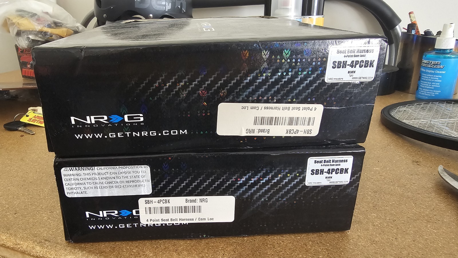 NRG Seat Belt 4 Point Safety Harness Kit Cam Lock Black (Pair)