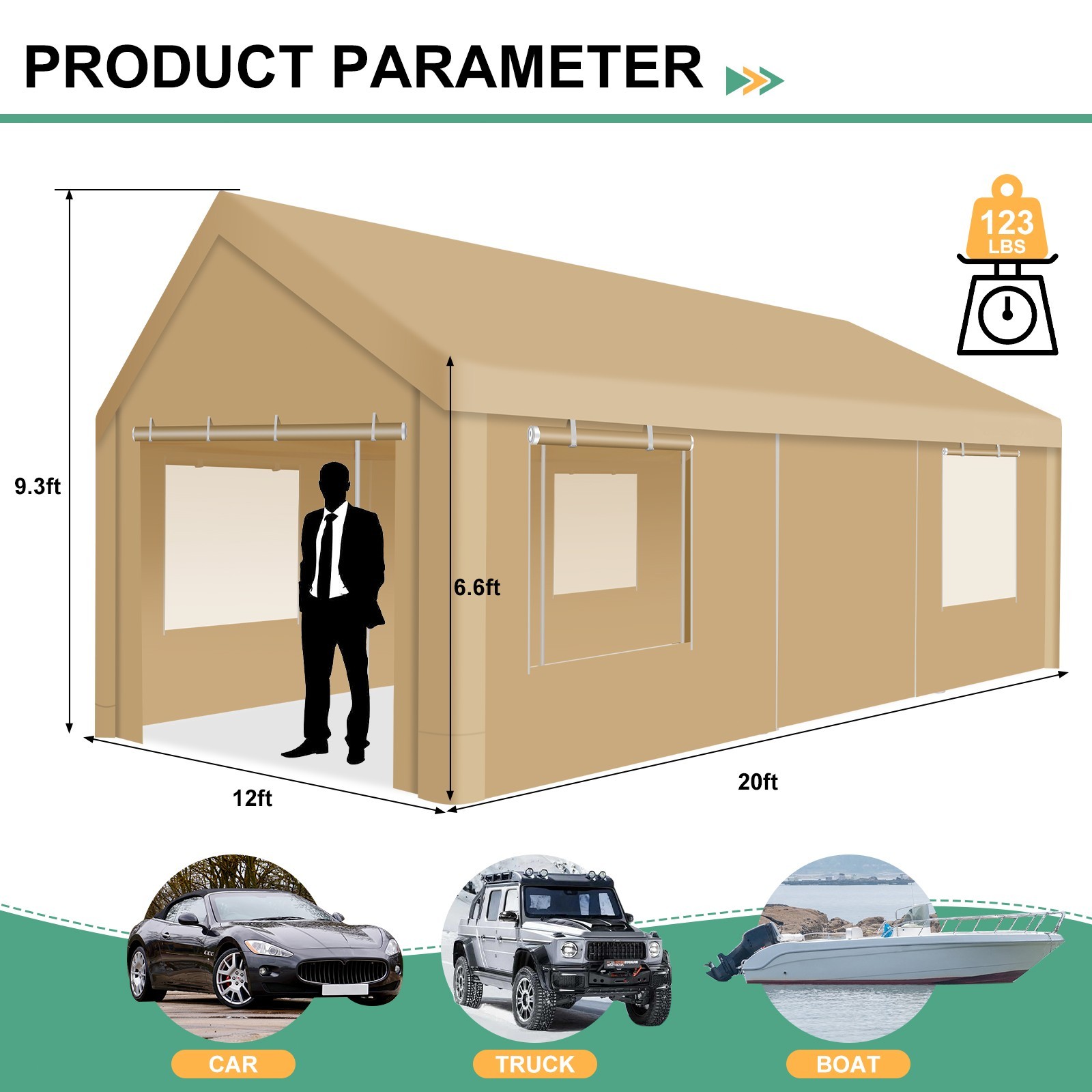 12x20 Carport Canopy Shelter Garage Heavy Duty Outdoor Tent