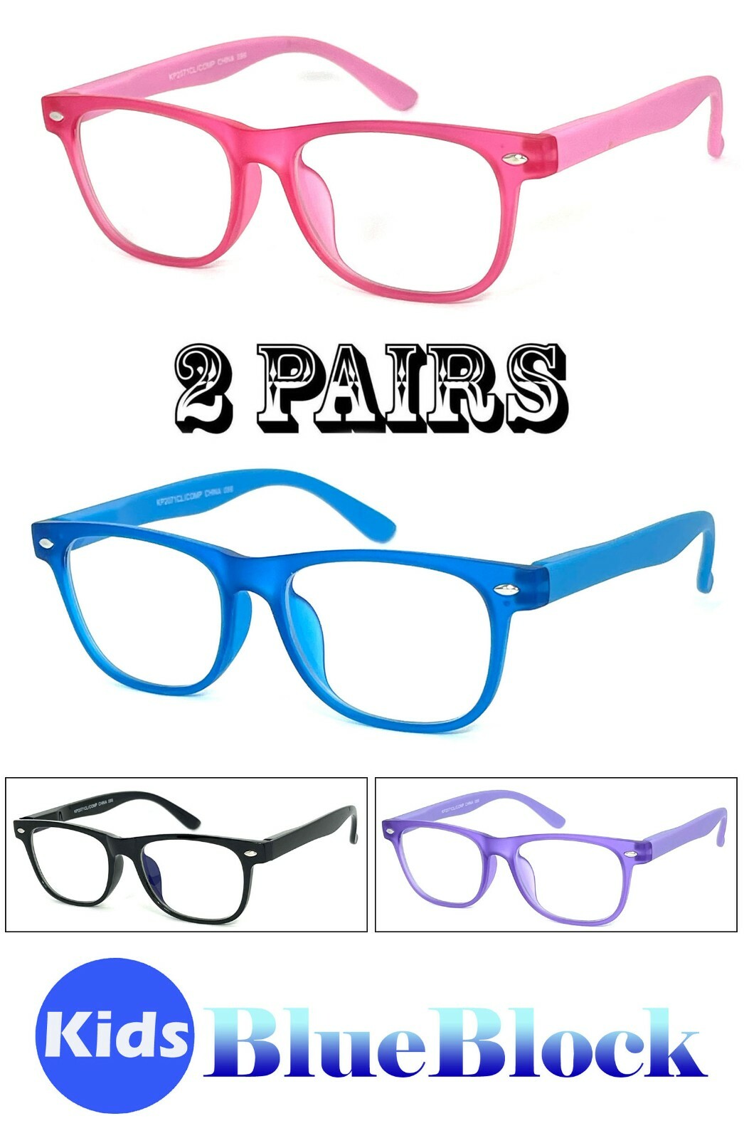 2 Pairs Combo Kids Blue Light Blocking Glasses Computer Reading Anti Eye Strain