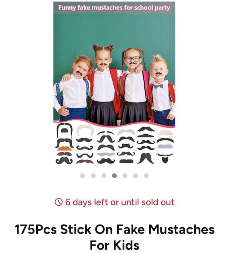 175 PIECES STICK ON FAKE MUSTACHES FOR ANY OCCASION BRAND NEW