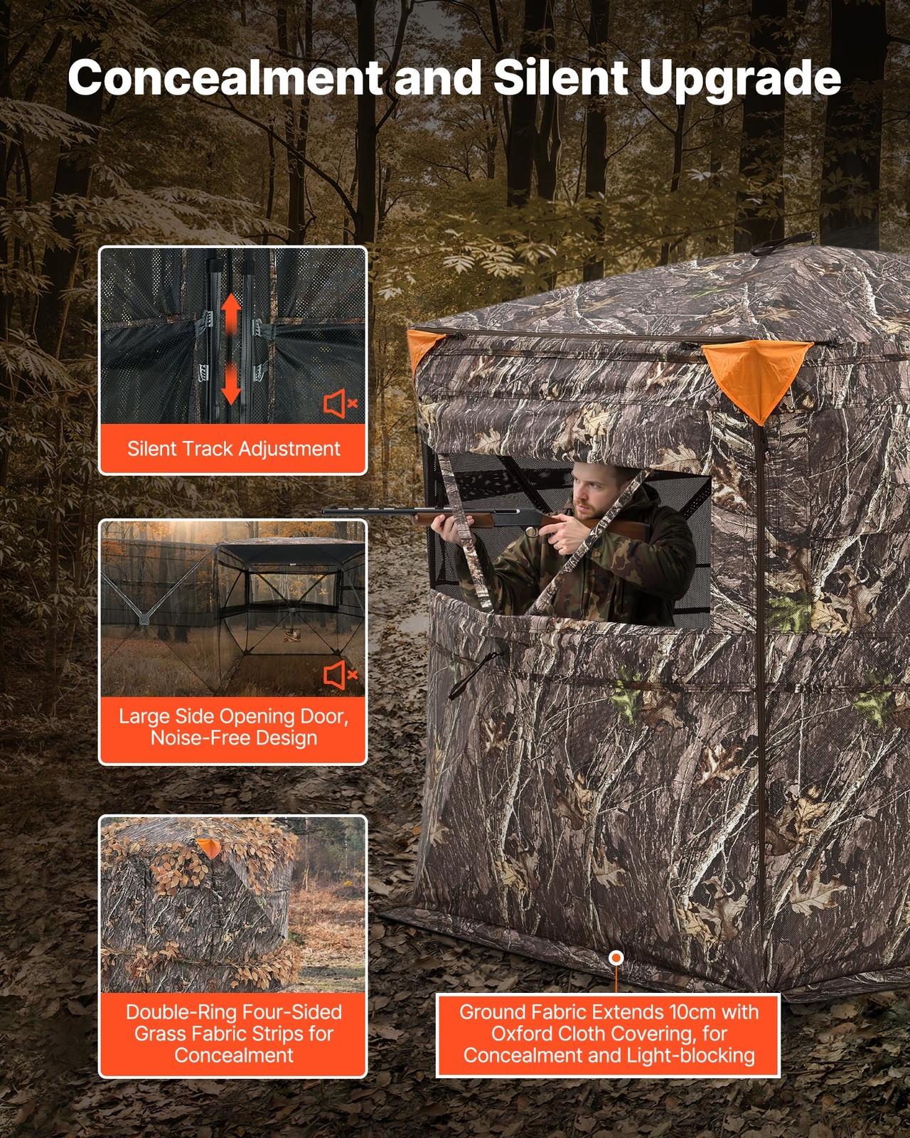 VEVOR Portable Hunting Blind See Through Ground Deer Blinds 2-3 Person Carrying