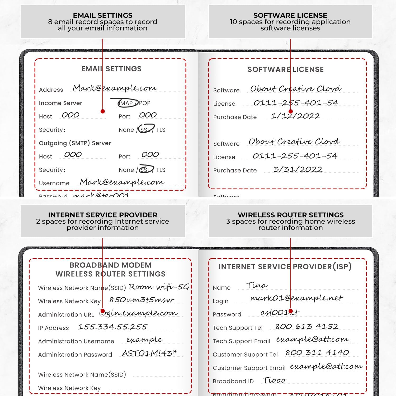 Password Book with Alphabetical Tabs Small Password Keeper with Extra Password S