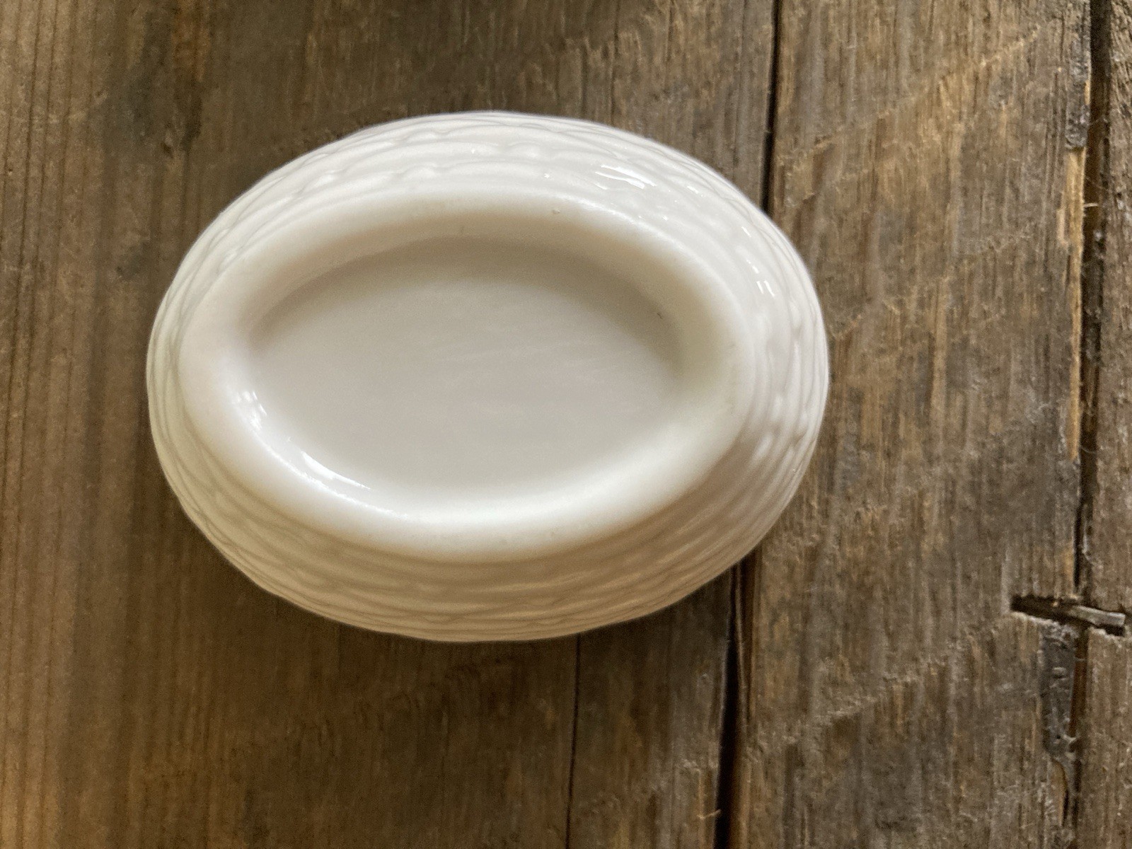 Vintage Ceramic Porcelain MINIATURE 2.5” White Rabbit On Nest