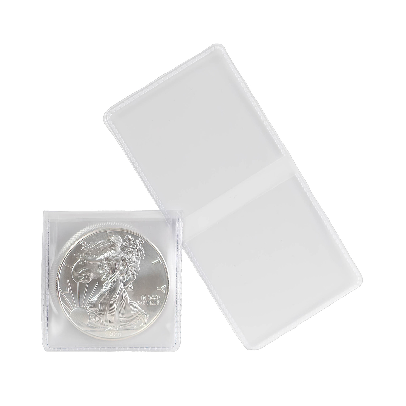 1000 2x2 Double Pocket Vinyl Coin Holder Clear Plastic Flip Safe PVC Free Bulk
