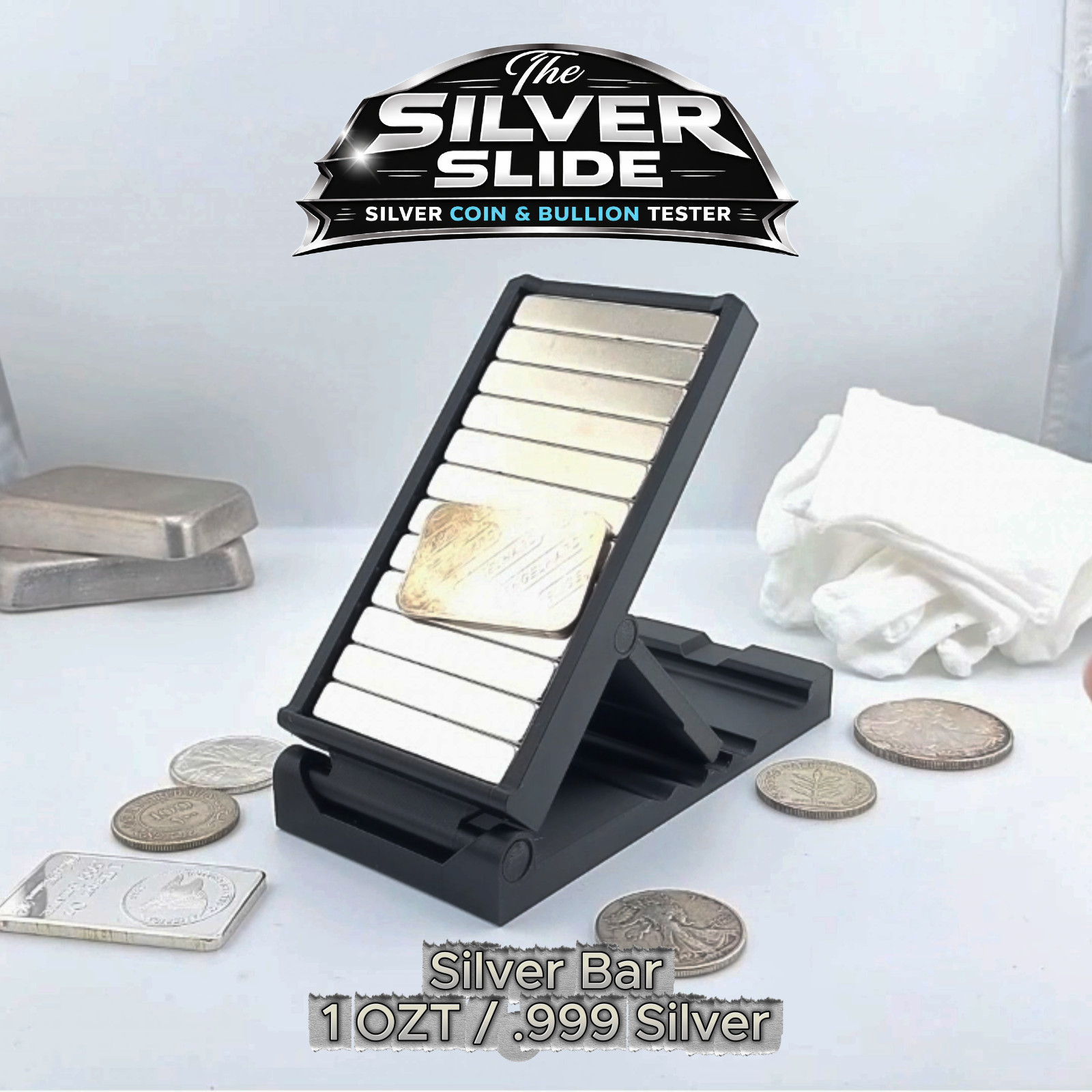 The Silver Slide Magnet Slide Test Kit For Silver Coins & Bullion, N52 Neodymium