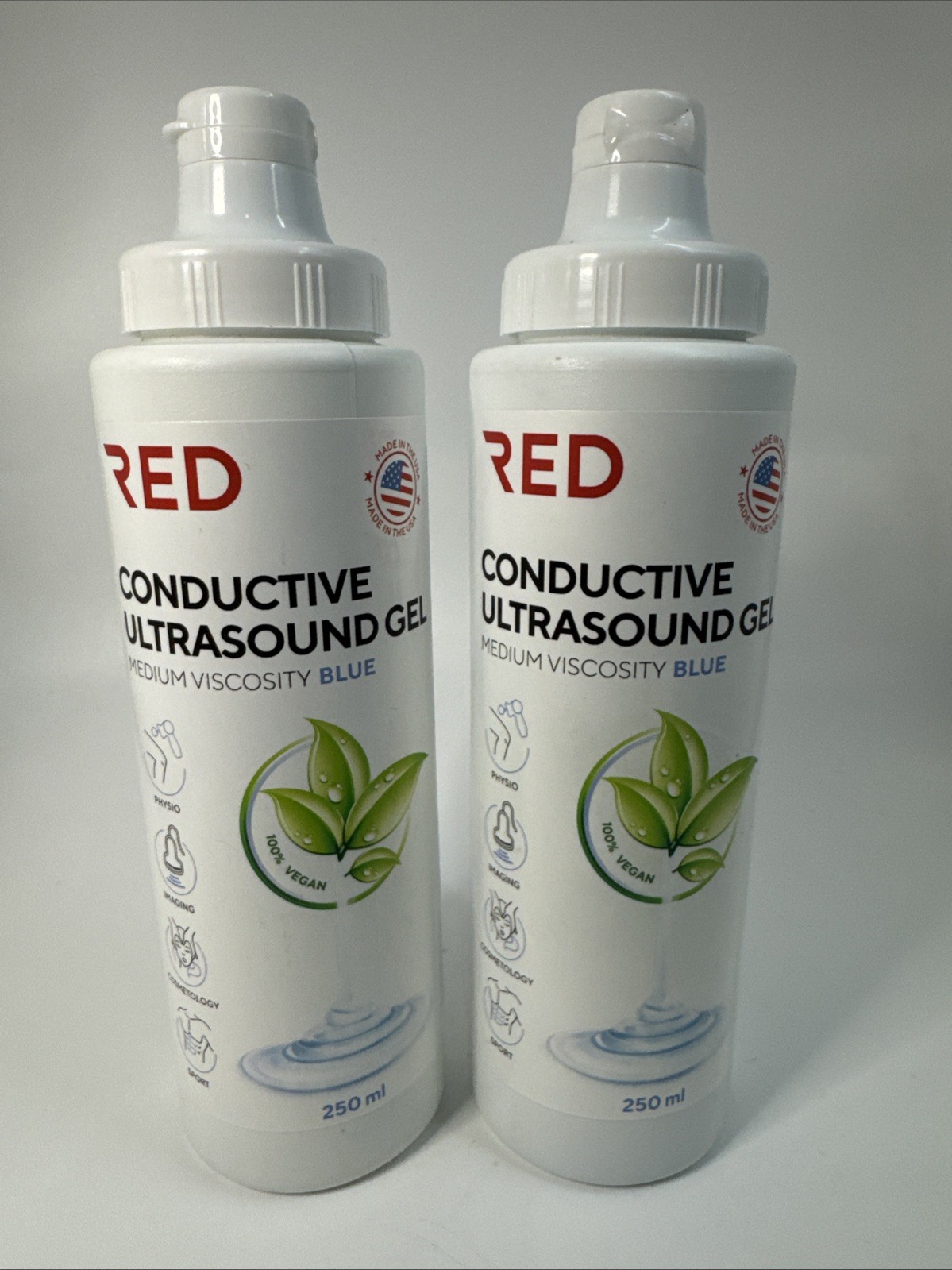 Lot Of 2 RED Conductive Ultrasonic GEL, Baby Doppler,Cavitation 2 x 250ml