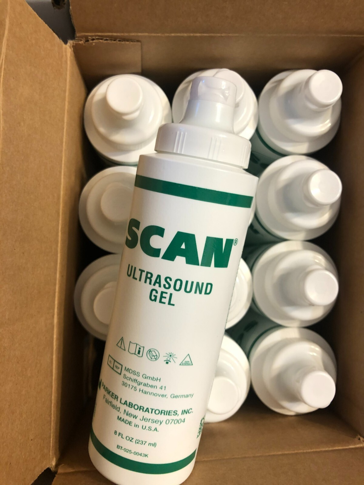 Parker Labs 11-08 Scan Ultrasound Gel 8 oz New (Pack Of 12) EXP. 07/2024