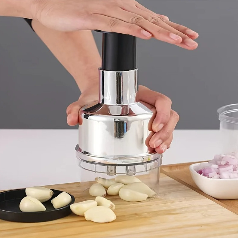 Manual Onion Chopper Garlic Press Stainless Steel Food Crusher Vegetable Tool