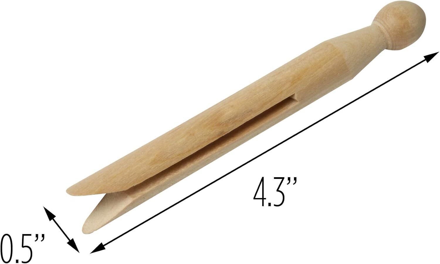 round Wooden Clothespins, 100 Pack