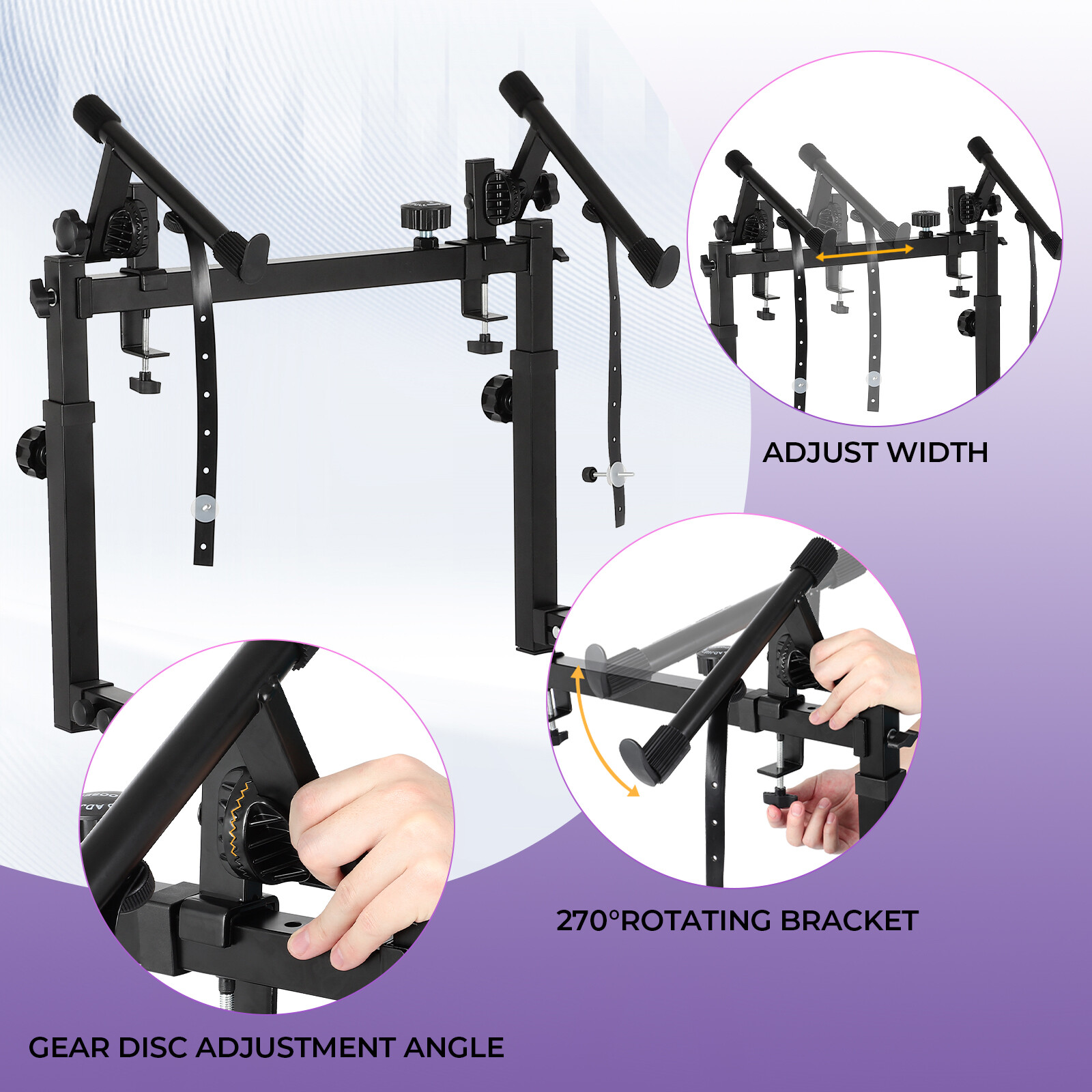 Dual Piano Keyboard Stand, Z Style Portable and Adjustable Piano Stand