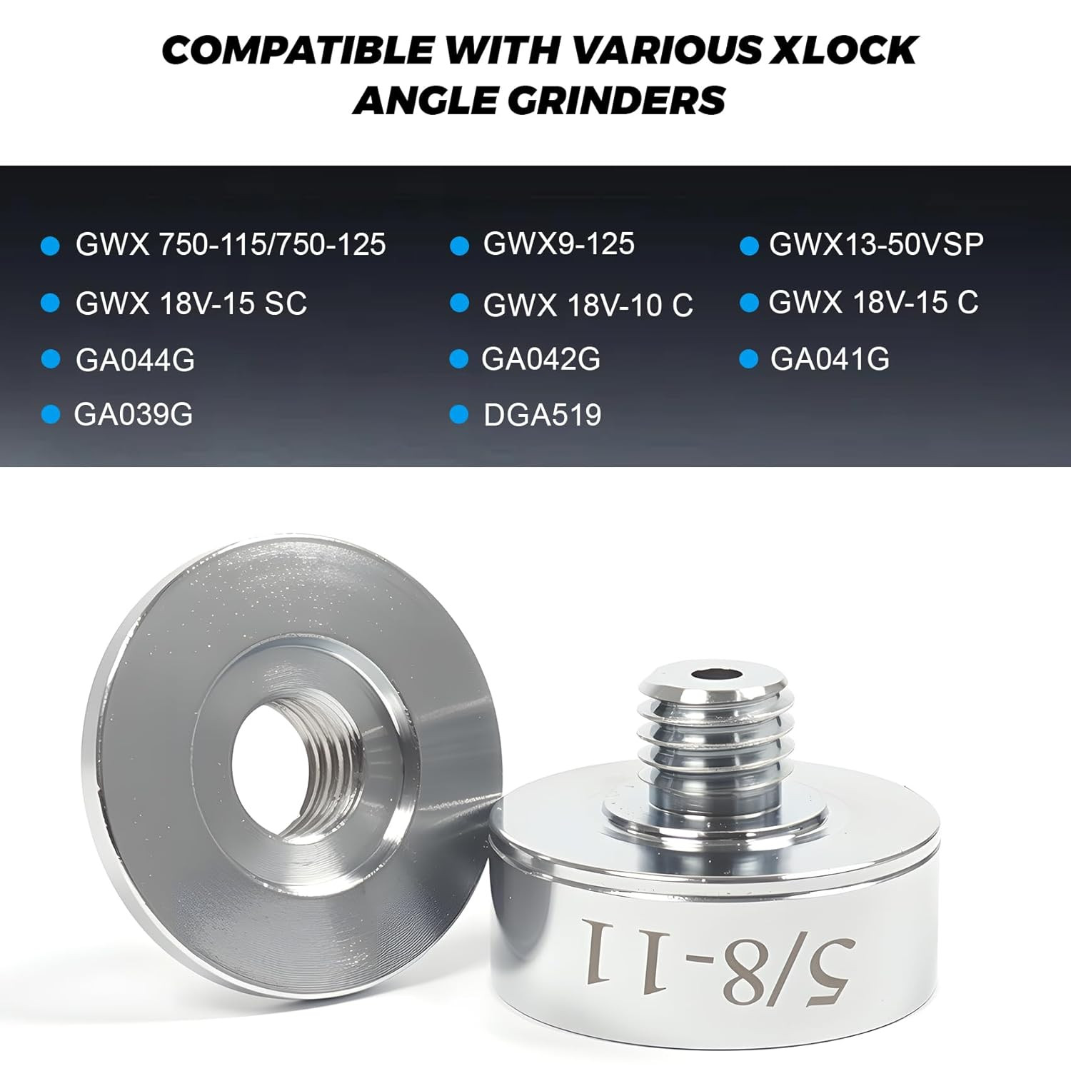 XLOCK to 5/8"-11 Thread Adapter Kit – Stainless Steel Angle Grinder Quick-Cha...