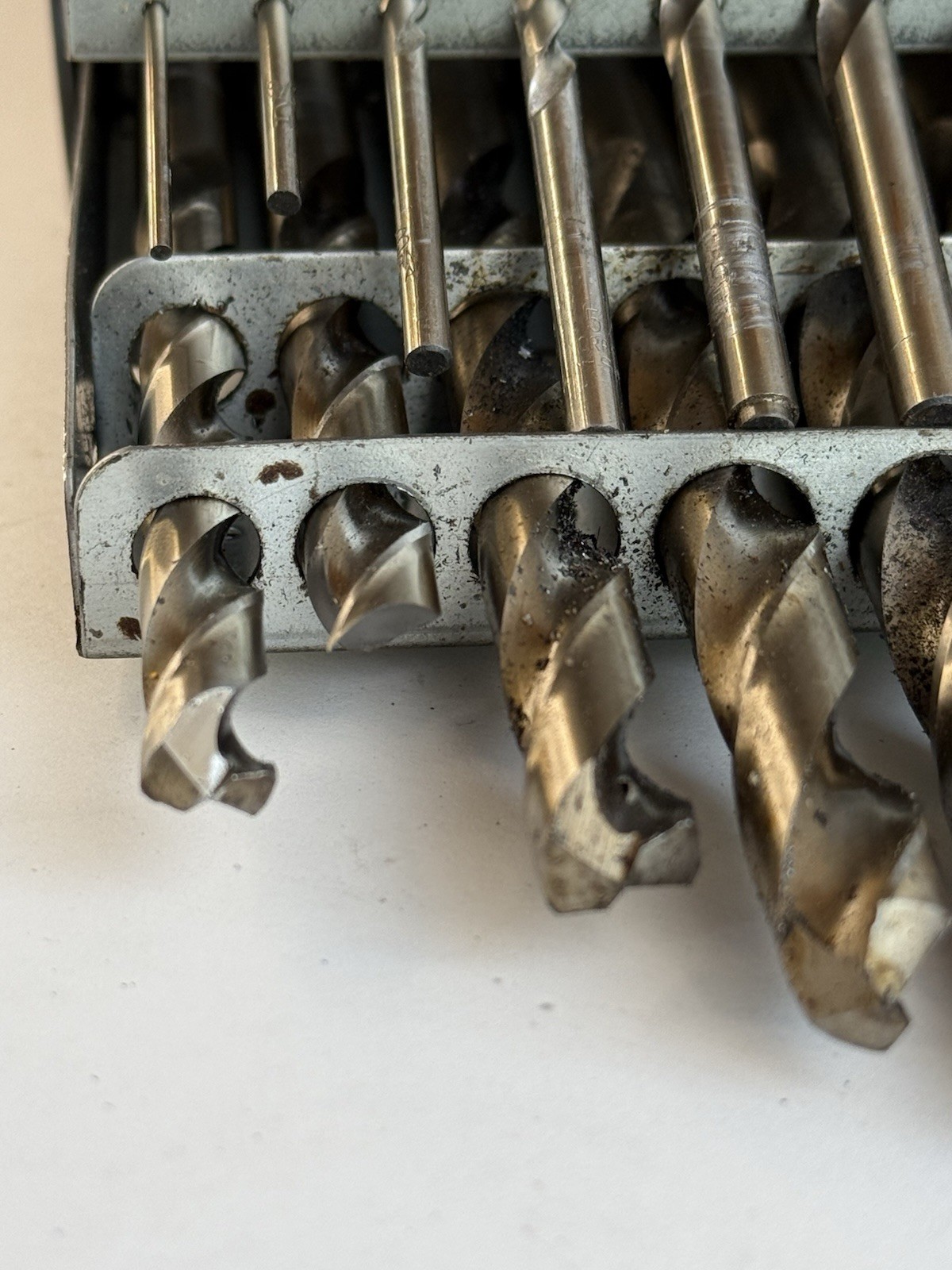 Vintage Drill Bit Holder HUOT 1/16 To 1/2 By 1/32 with assorted bits / used