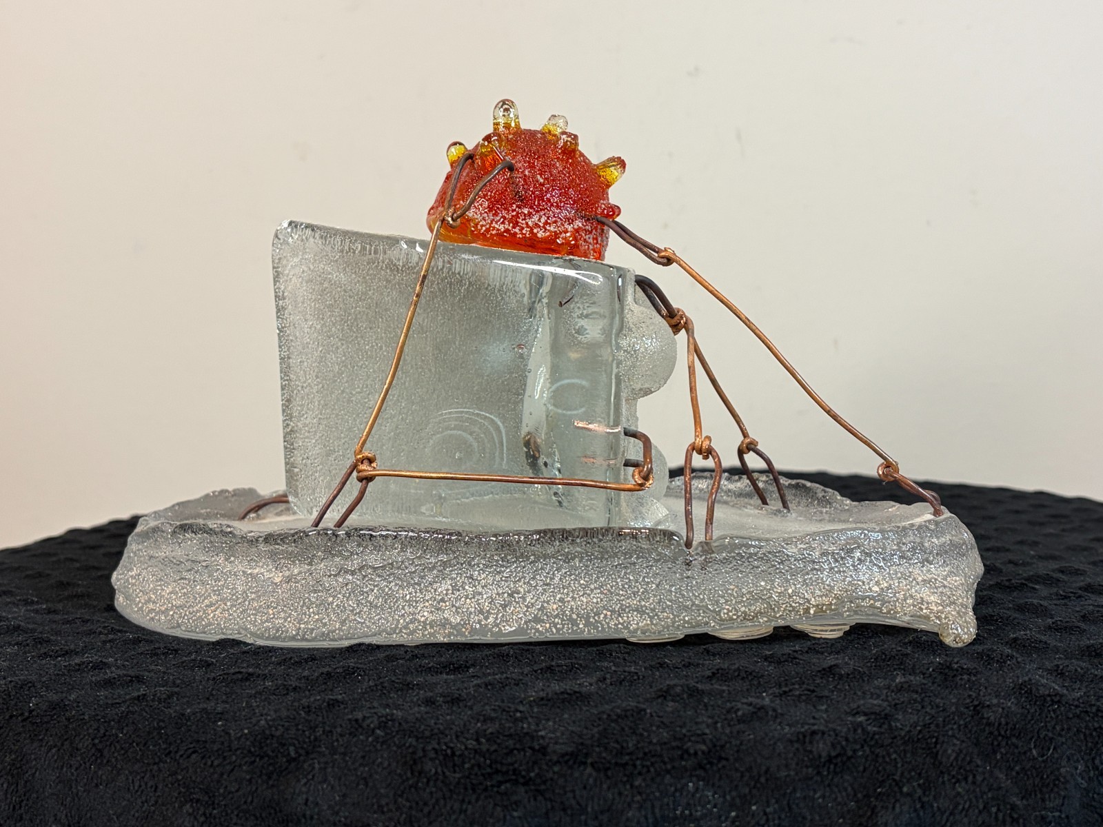 Hank Murta Adams Large Piece Slice of Cake Art Glass Sculpture 10.5" X 5.75"