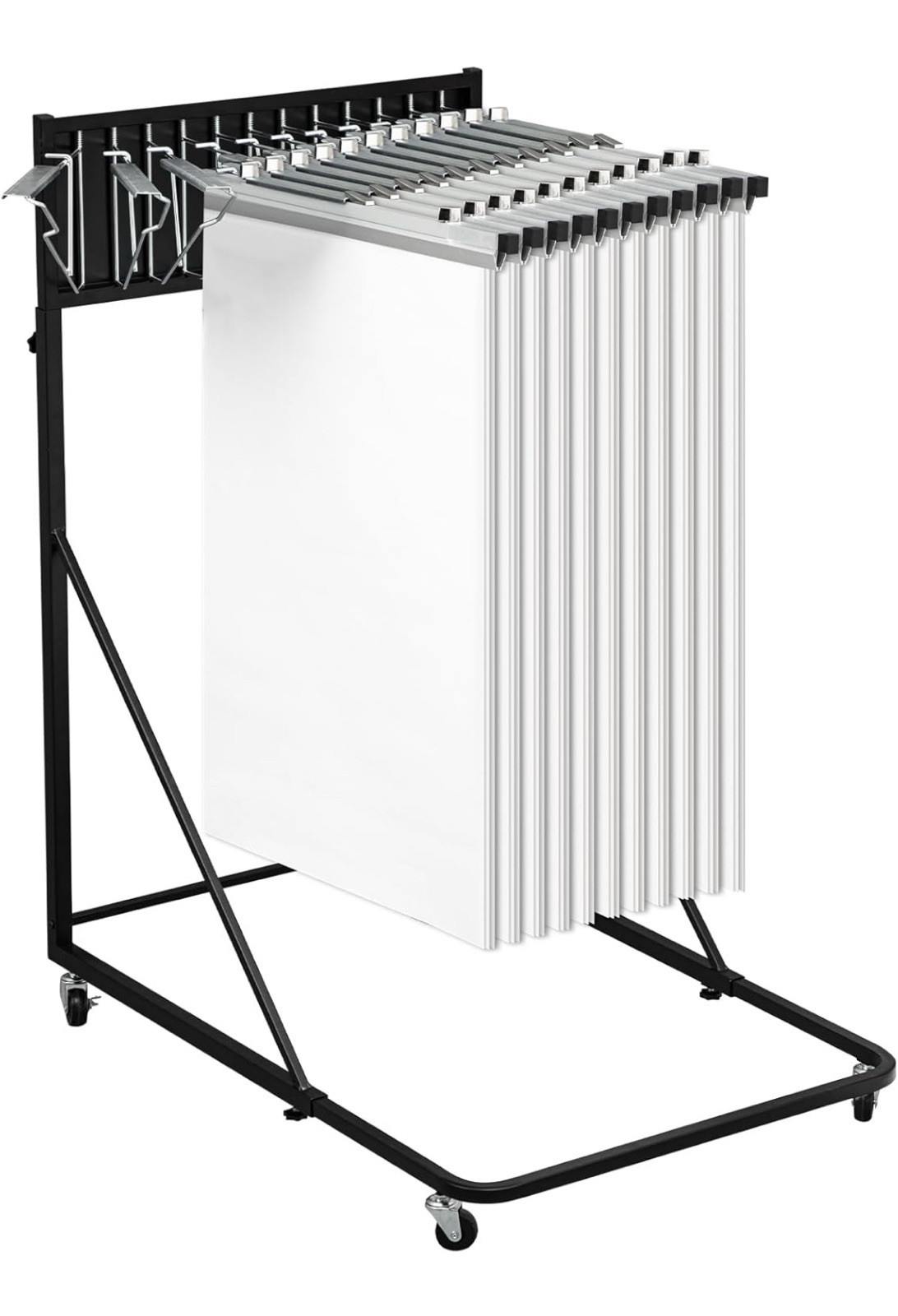 Mobile Blueprint/Poster Display Rack Heavy Duty Plan 12 Brackets-Black